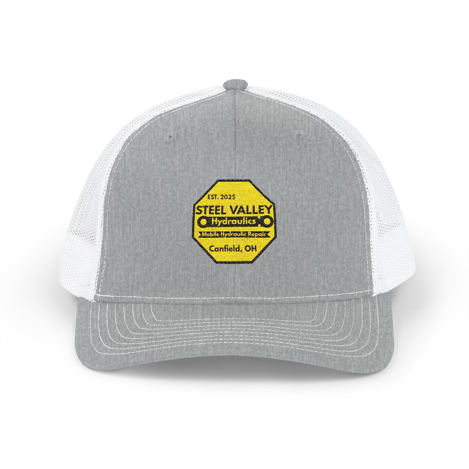 Snapback Trucker Hat - Steel Valley Hydraulics Retro Logo - Image 9